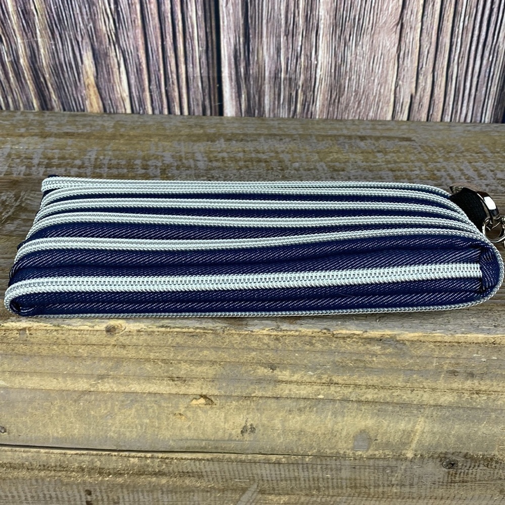 Bam Bags ‘Silver Jean MB1030’ Blue Denim & Zipper Wristlet- NWT 8” X 4” - Picture 5 of 6